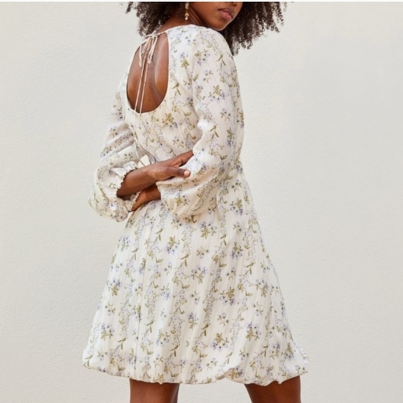 H&M x Brock Collection Lyocell Blend Floral Balloon Puff Sleeve Mini Dress XXL - Picture 5 of 15